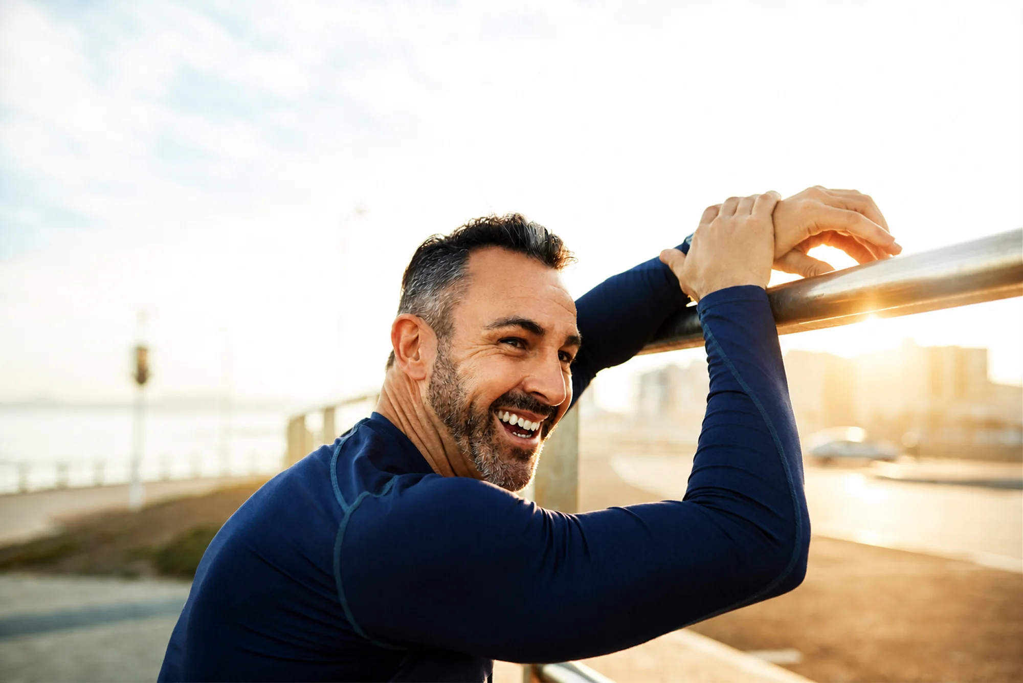 Happy man running